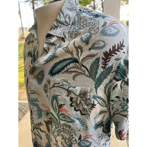 Tasso Elba short sleeve button up paisly design silk blend size large - Picture 3 of 6